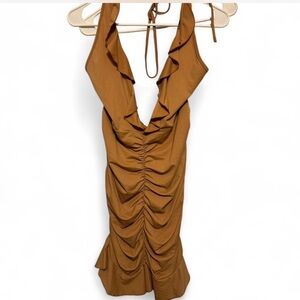 SHEIN Brown Backless Ruched Dress